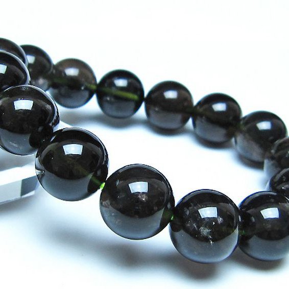 チンターマニストーン アリゾナ州産 天然ガラス ブレスレット （サフォーダイト/シリウス隕石） 14mm [t520-1774]