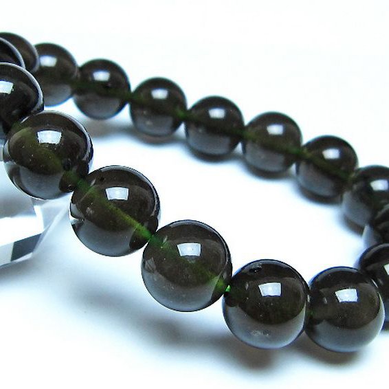 チンターマニストーン アリゾナ州産 天然ガラス ブレスレット （サフォーダイト/シリウス隕石） 12mm [t520-1799]