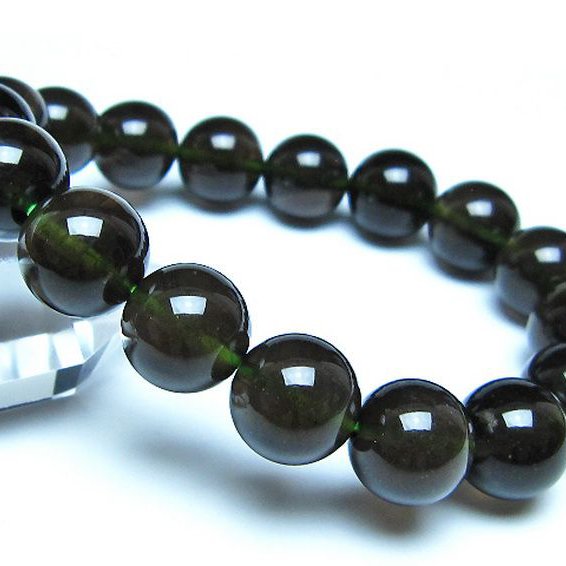 チンターマニストーン アリゾナ州産 天然ガラス ブレスレット （サフォーダイト/シリウス隕石） 12mm [t520-1806]