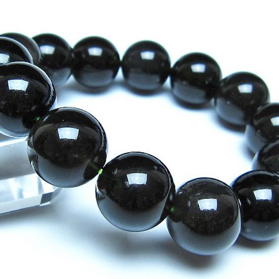 チンターマニストーン アリゾナ州産 天然ガラス ブレスレット （サフォーダイト/シリウス隕石） 15mm [t520-1813]