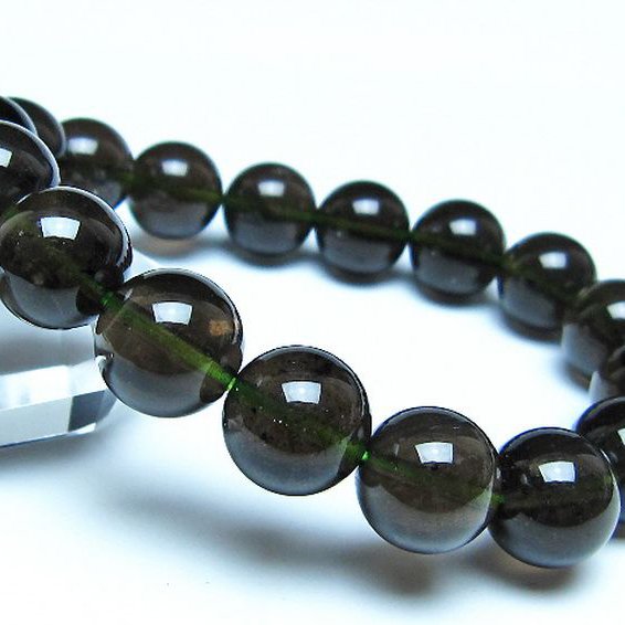 チンターマニストーン アリゾナ州産 天然ガラス ブレスレット （サフォーダイト/シリウス隕石） 12mm [t520-1819]