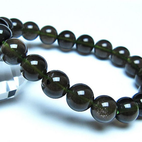 チンターマニストーン アリゾナ州産 天然ガラス ブレスレット （サフォーダイト/シリウス隕石） 10mm [t520-1826]