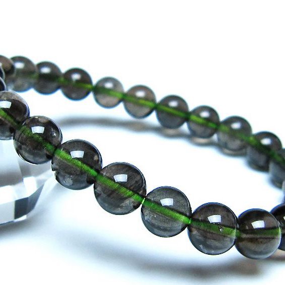 チンターマニストーン アリゾナ州産 天然ガラス ブレスレット （サフォーダイト/シリウス隕石） 8mm [t520-1834]