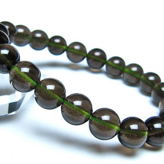 チンターマニストーン アリゾナ州産 天然ガラス ブレスレット （サフォーダイト/シリウス隕石） 9mm [t520-1835]