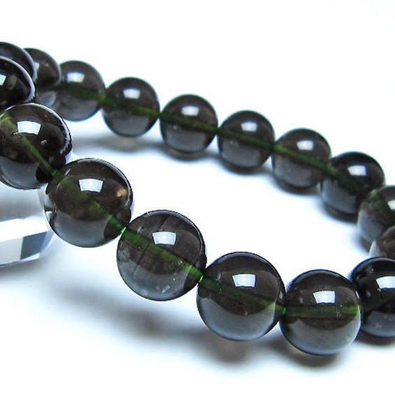 チンターマニストーン アリゾナ州産 天然ガラス ブレスレット （サフォーダイト/シリウス隕石） 12mm [t520-1846]