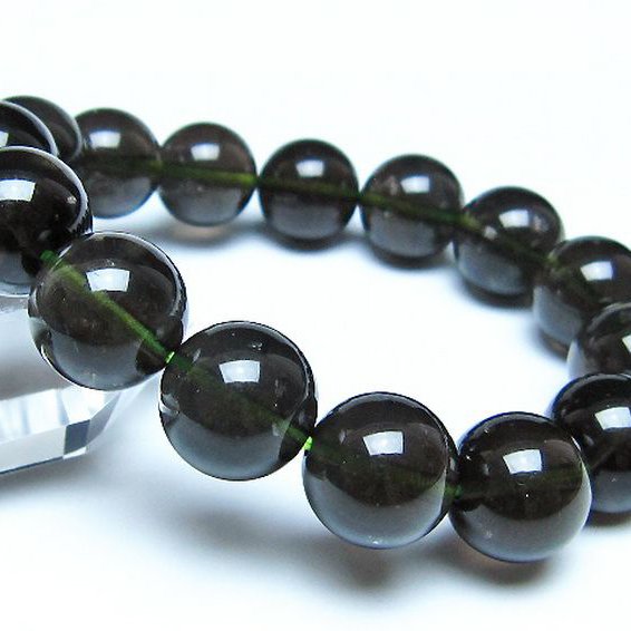 チンターマニストーン アリゾナ州産 天然ガラス ブレスレット （サフォーダイト/シリウス隕石） 14mm [t520-1848]