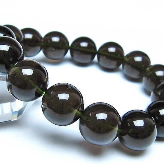 チンターマニストーン アリゾナ州産 天然ガラス ブレスレット （サフォーダイト/シリウス隕石） 14mm [t520-1856]