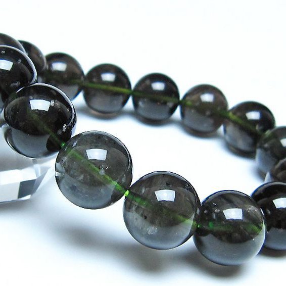 チンターマニストーン アリゾナ州産 天然ガラス ブレスレット （サフォーダイト/シリウス隕石） 15mm [t520-1859]