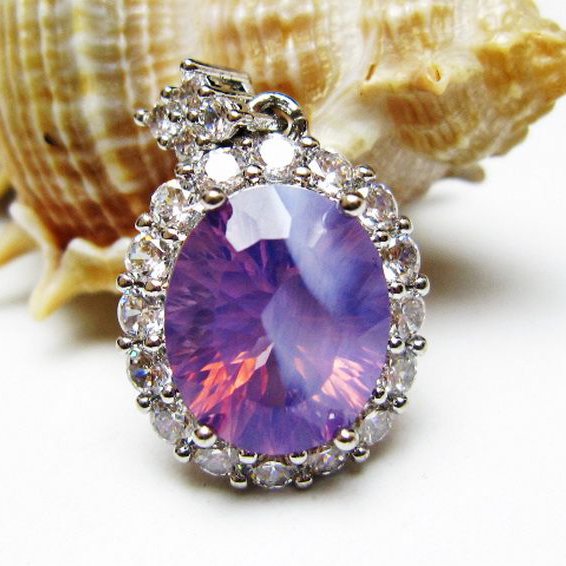 スコロライト（ラベンダークォーツ） ペンダント [T525-2225]