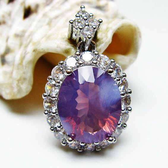 スコロライト（ラベンダークォーツ） ペンダント [T525-2238]