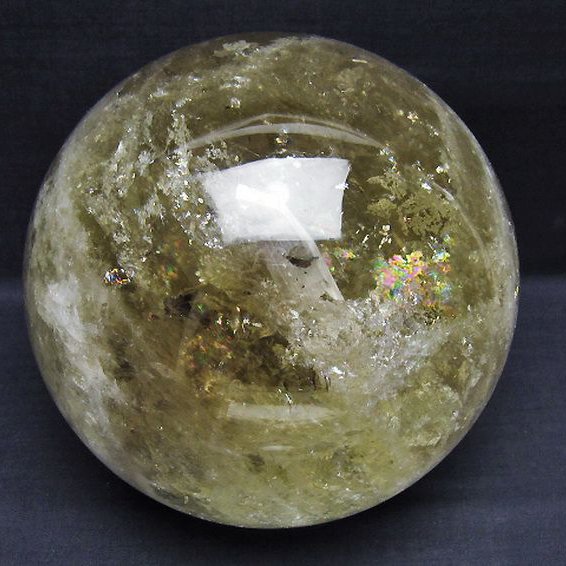 5Kg 虹入り シトリン水晶 丸玉 155mm [T529-5930]