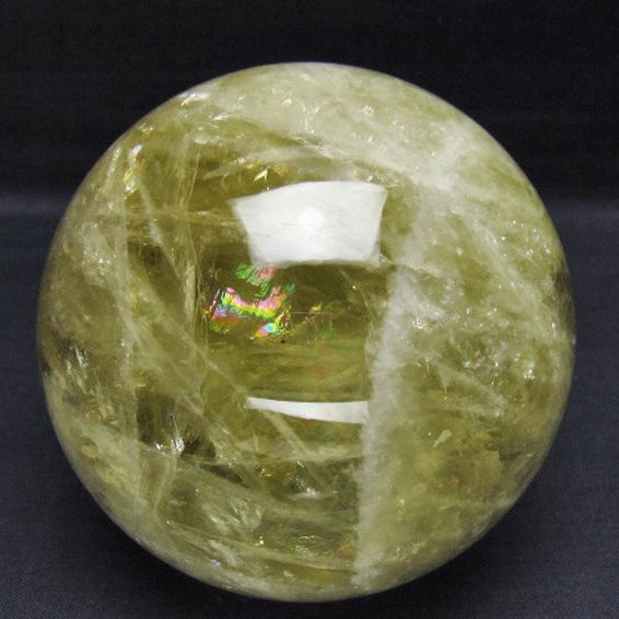 1.3Kg 虹入り シトリン水晶 丸玉 98mm [t529-6291]