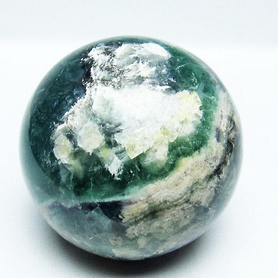 1Kg エンジェルフェザー フローライト 丸玉 85mm [T540-2432]