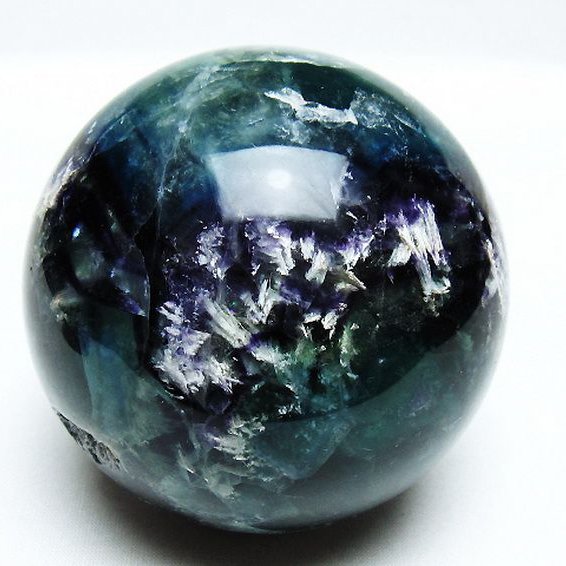 1.1Kg エンジェルフェザー フローライト 丸玉 90mm [T540-2492]