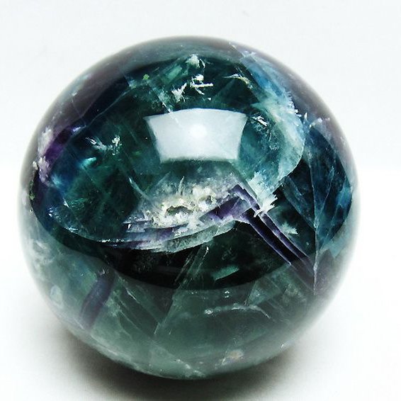 2.4Kg エンジェルフェザー フローライト 丸玉 115mm [T540-2527]