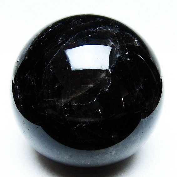 1.4Kg モリオン 純天然 黒水晶 丸玉 100mm [t572-11060]