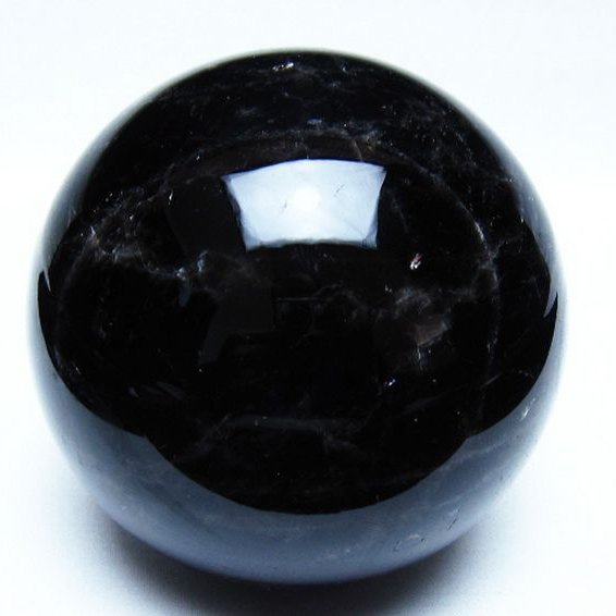 1.4Kg モリオン 純天然 黒水晶 丸玉 100mm [t572-11947]