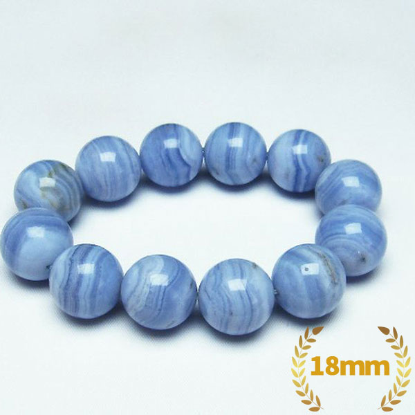 ★癒し効果★ブルーレースアゲート ブレスレット 18mm [T58-7065]