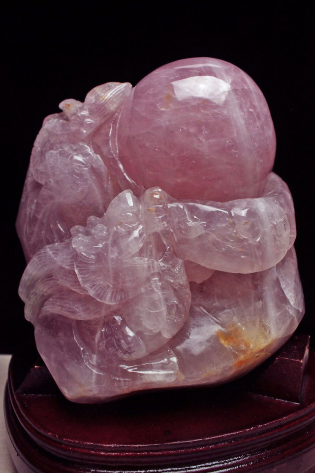 5.1Kg ローズクォーツ 手彫り 龍[T583-1024]