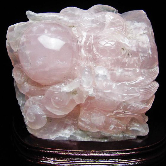 3.2Kg ローズクォーツ 手彫り 龍[T583-778]