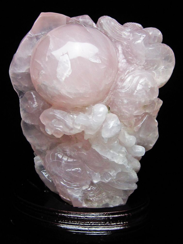 4.4Kg ローズクォーツ 手彫り 龍[T583-779]