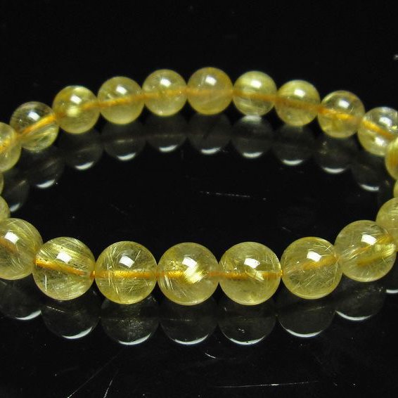 ゴールドタイチンルチル ブレスレット 8mm [T6-4984]