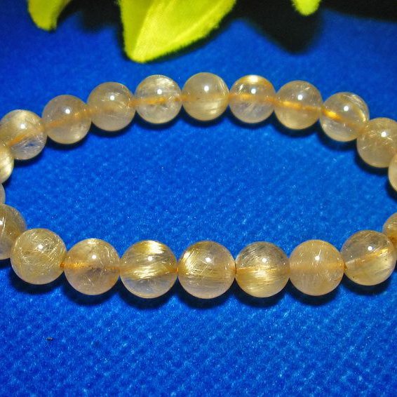 ゴールドタイチンルチル ブレスレット 8mm [T6-4988]