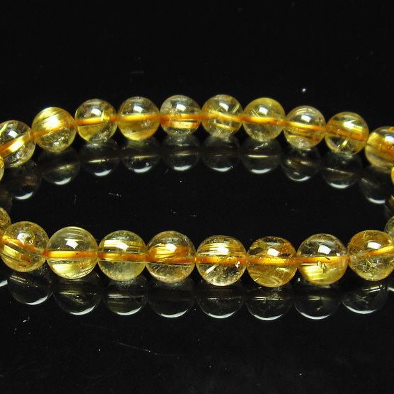 ゴールドタイチンルチル ブレスレット 8mm [T6-5035]