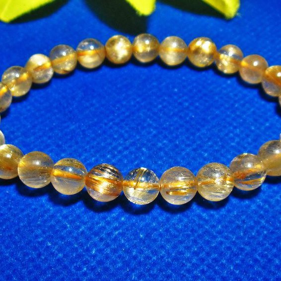 ゴールドタイチンルチル ブレスレット 7mm [T6-5212]