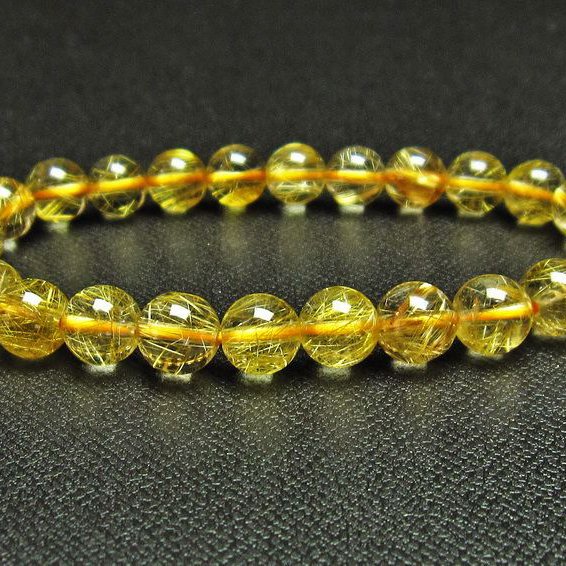 ゴールドタイチンルチル ブレスレット 8mm [T6-5318]