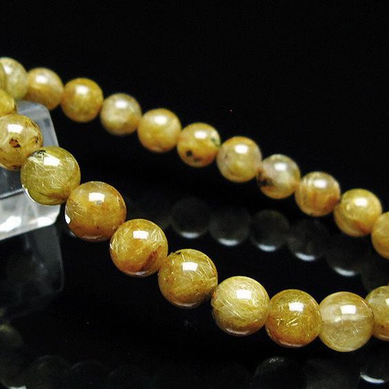 ゴールドタイチンルチル ブレスレット 7mm [T6-5780]