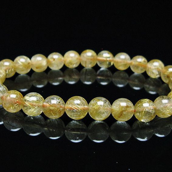 ゴールドタイチンルチル ブレスレット 7mm [T6-5784]