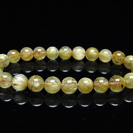 ゴールドタイチンルチル ブレスレット 8mm [T6-5803]