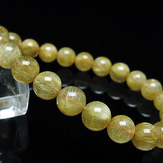 ゴールドタイチンルチル ブレスレット 7mm [T6-5821]