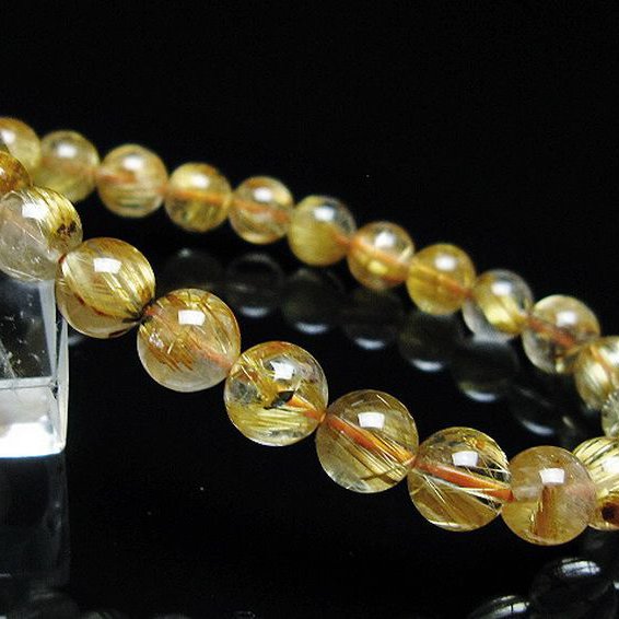 ゴールドタイチンルチル ブレスレット 7mm [T6-5828]