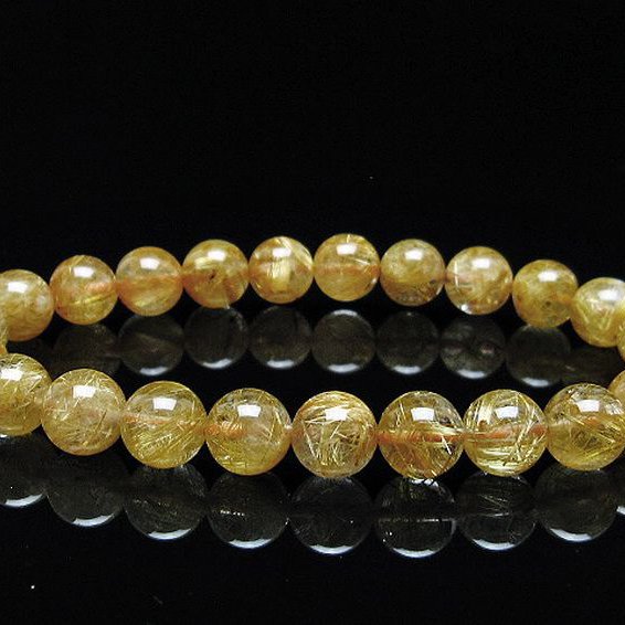 ゴールドタイチンルチル ブレスレット 8mm [T6-5853]