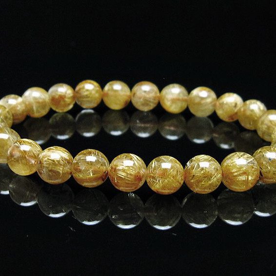 ゴールドタイチンルチル ブレスレット 7mm [T6-5862]