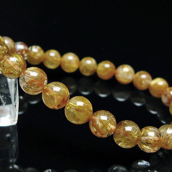 ゴールドタイチンルチル ブレスレット 7mm [T6-5863]