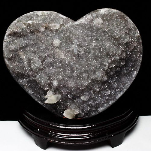3Kg ウルグアイ産 アゲート水晶ハート 置物[T602-1480]