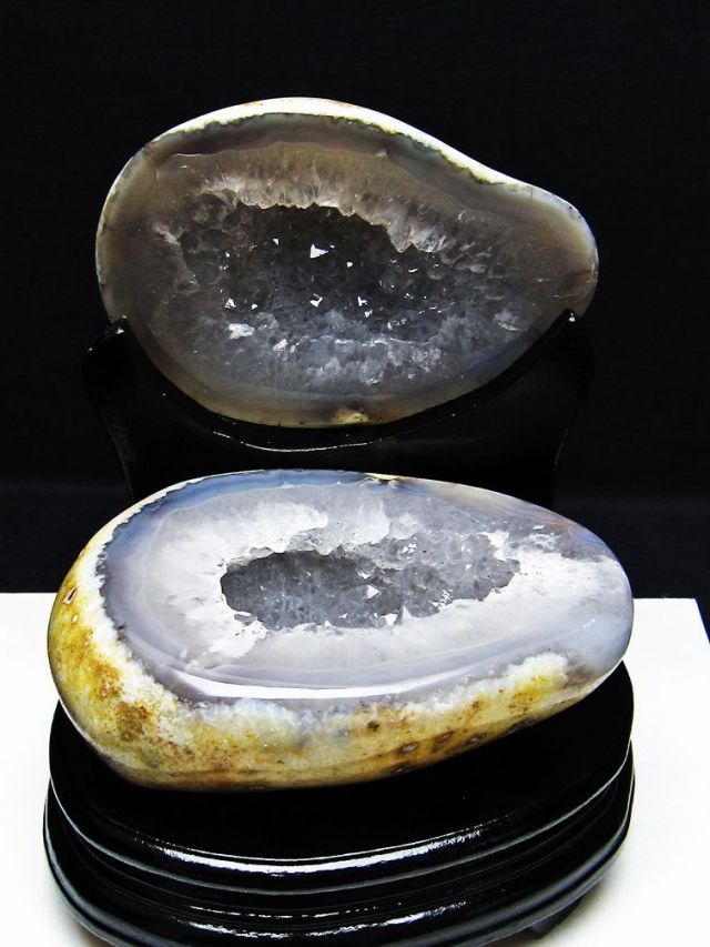 瑪瑙 メノウ 水晶 玉 土台 セット 1.8Kg ペア水晶トレジャーメノウ [t604-7756]