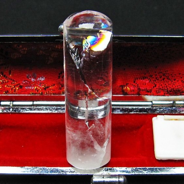 虹入り ヒマラヤ水晶 印材　※別途料金で篆刻可能 17mm [T607-137]