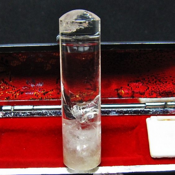 虹入り ヒマラヤ水晶 印材　※別途料金で篆刻可能 15mm [T607-147]