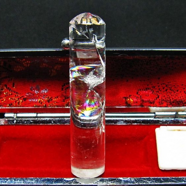 虹入り ヒマラヤ水晶 印材　※別途料金で篆刻可能 13mm [T607-193]