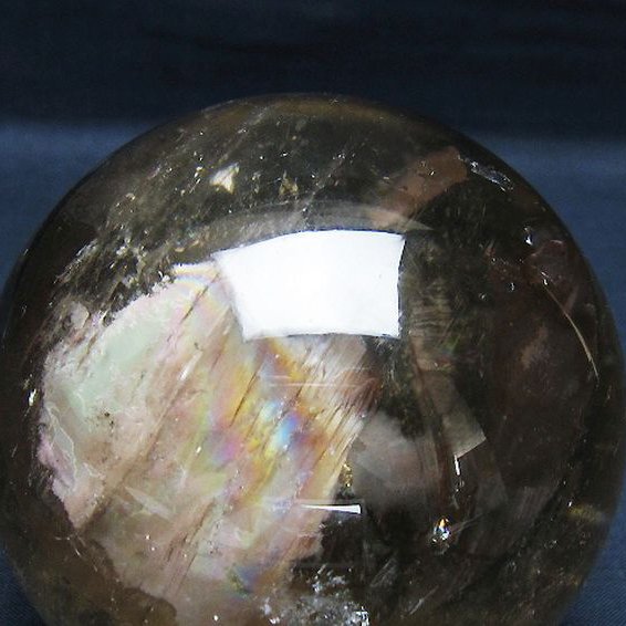 虹入り ライトニング水晶 丸玉 84mm [t62-16561]