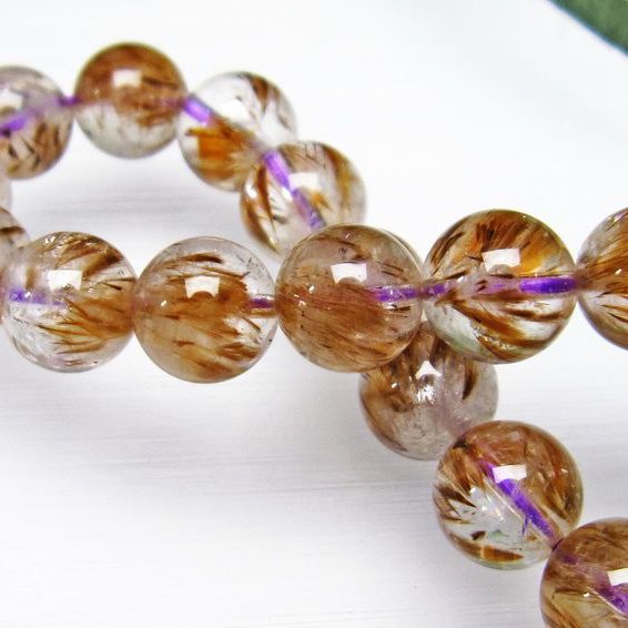 カコクセナイト インクォーツ ブレスレット 10mm [T628-2010]