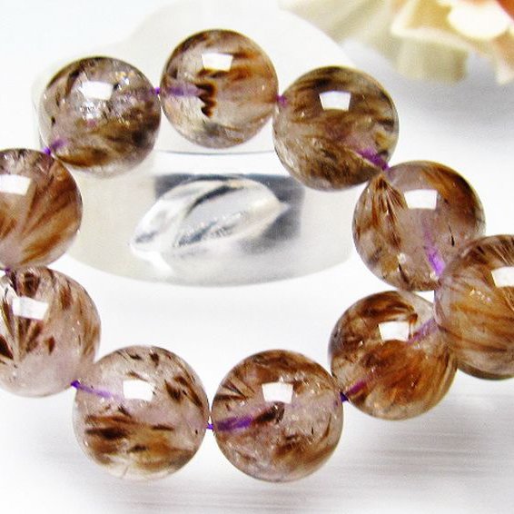 カコクセナイト インクォーツ ブレスレット 13mm [T628-2424]