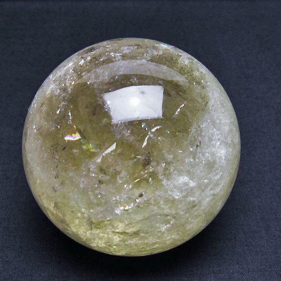 虹入り シトリン水晶 丸玉  75mm [T63-6942]