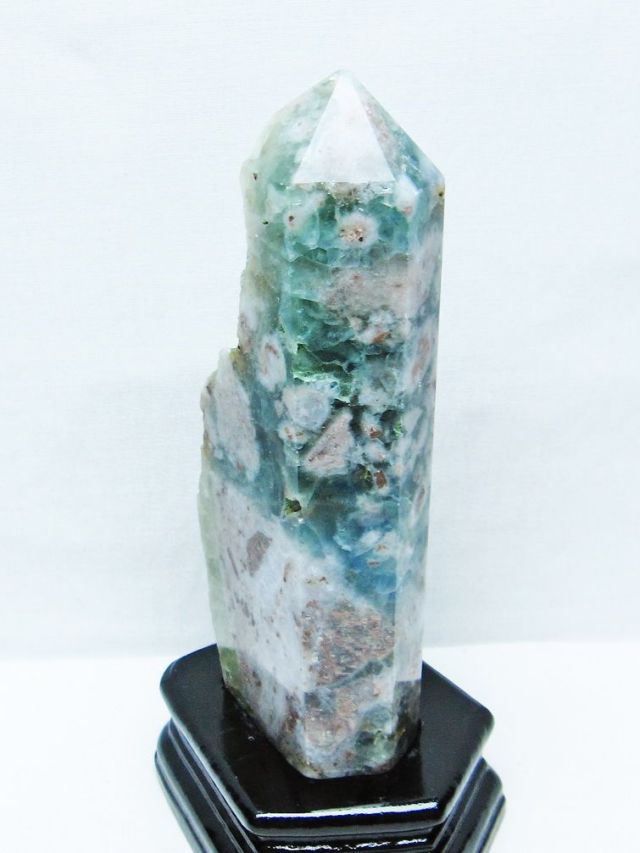 フローライト共生 水晶 六角柱[T634-5537]