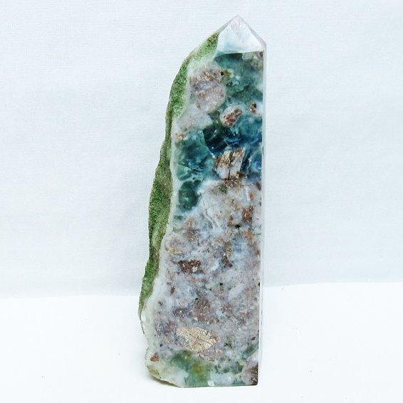 フローライト共生 水晶 六角柱[t634-5539]