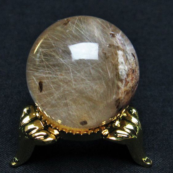 放射ルチル入り ガーデンクォーツ（庭園水晶） 丸玉 26mm [T637-4025]